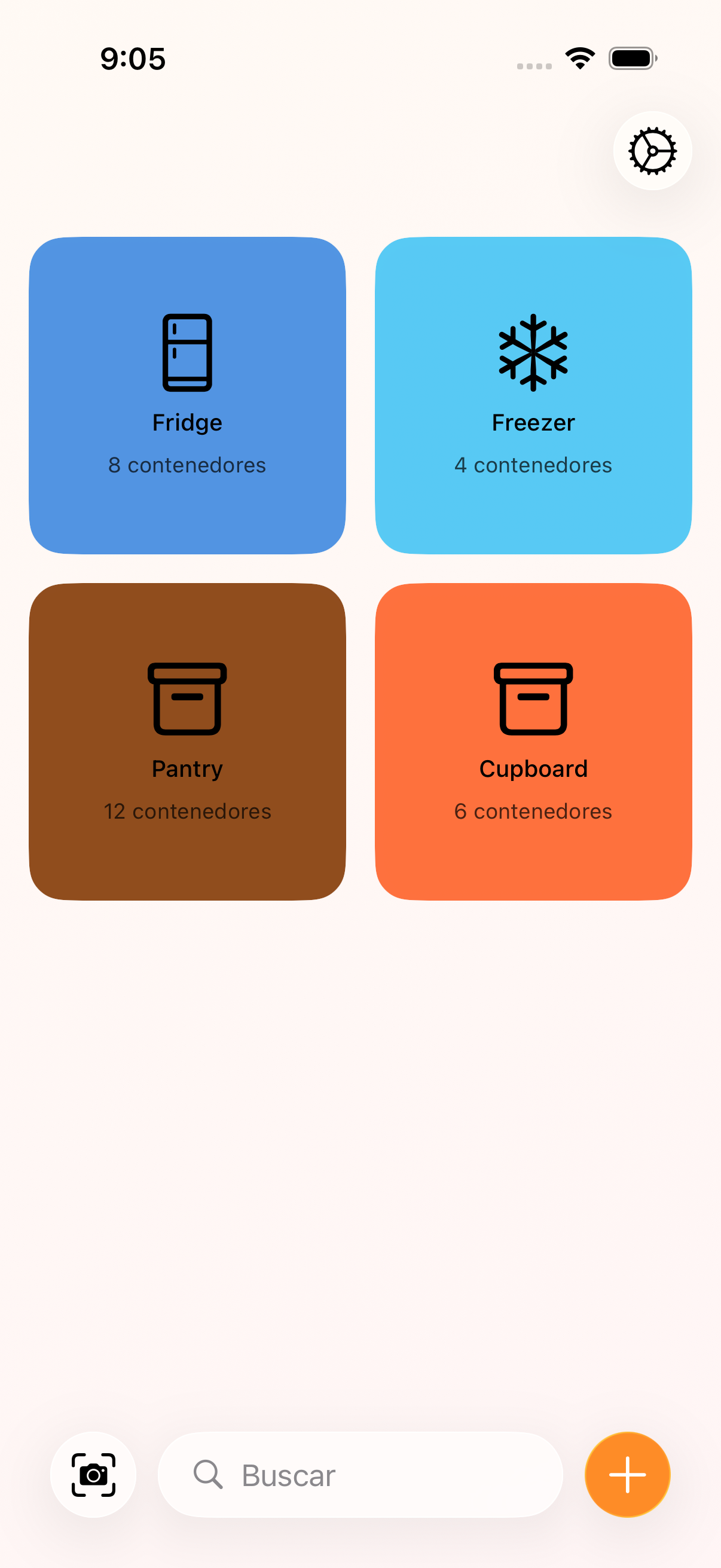 FoodLabel locations overview showing fridge, freezer, and pantry